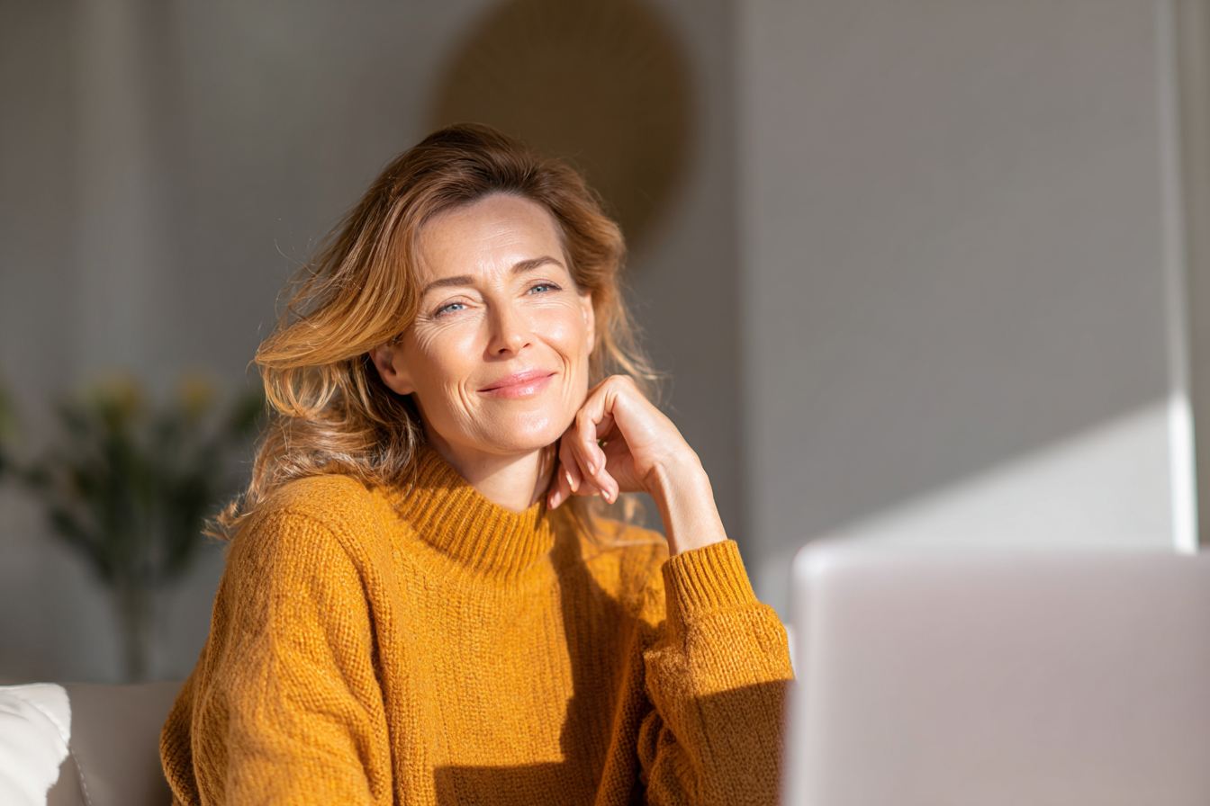 Confident woman during telehealth consultation