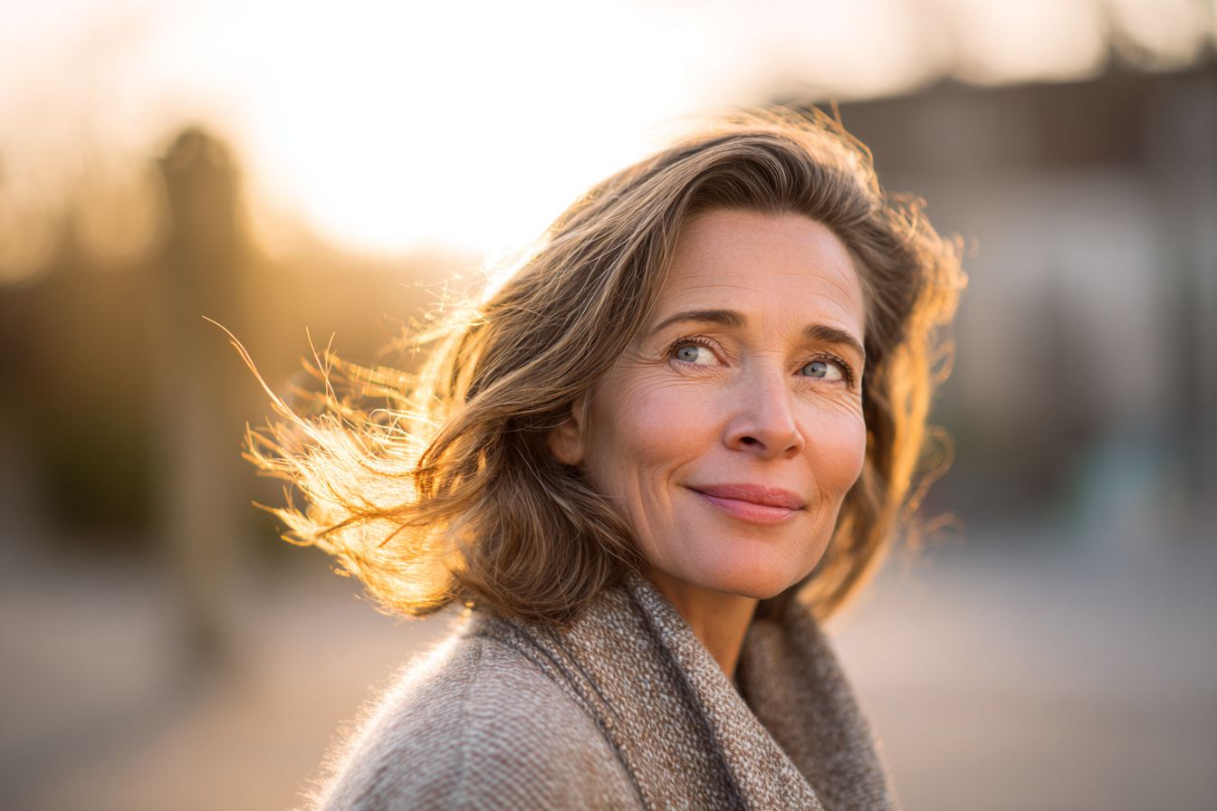 Woman walking outside on quiet morning